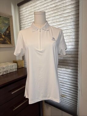 NWT Peter Millar Women's White Short Sleeve Zip Polo. Size M